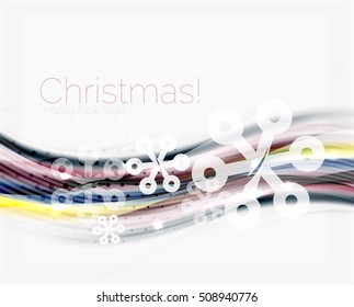 Translucent wave with snow. New Year abstract background