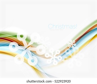 Translucent wave with snow. New Year abstract background