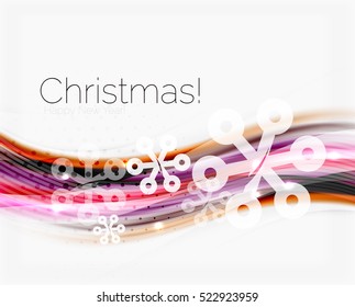 Translucent wave with snow. New Year abstract background