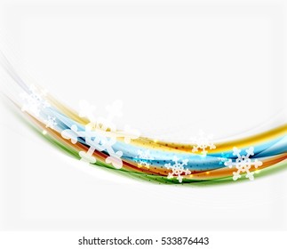 Translucent wave with snow. New Year abstract background