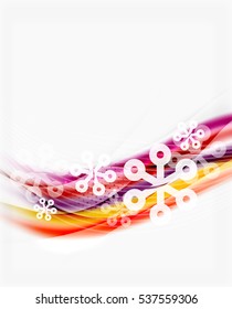 Translucent wave with snow. New Year abstract background