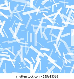 Translucent white stripes on a blue background scattered randomly