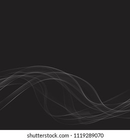 A translucent white wave on a black background. Vector illustration