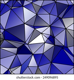 translucent winter abstract stained glass in shades of blue and white