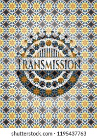 Transmission arabic style emblem. Arabesque decoration.