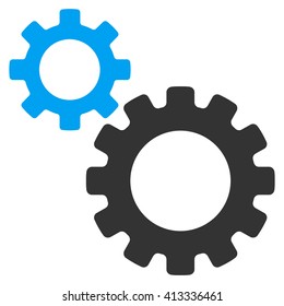 Transmission Gears vector icon. Style is bicolor flat icon symbol, blue and gray colors, white background.