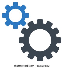 Transmission Gears vector icon. Style is bicolor flat icon symbol, smooth blue colors, white background.
