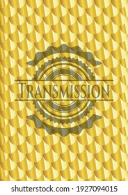 Transmission golden emblem. Scales pattern. Vector Illustration. Detailed. 