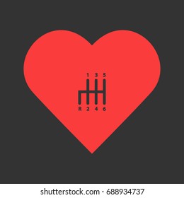 Transmission icon flat. Simple pictogram on heart background. Vector illustration symbol