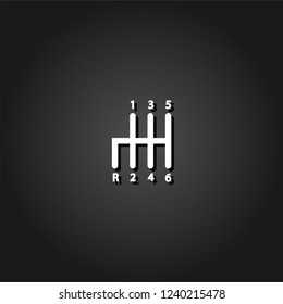 Transmission icon flat. Simple White pictogram on black background with shadow. Vector illustration symbol
