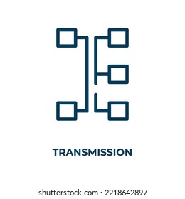 Icono de transmisión. Ilustración vectorial lineal. Guión del vector de icono de transmisión. Símbolo de línea delgada para uso en aplicaciones web y móviles, logotipo, medios impresos.