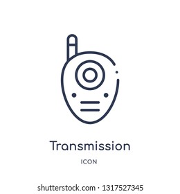 transmission icon from technology outline collection. Thin line transmission icon isolated on white background.