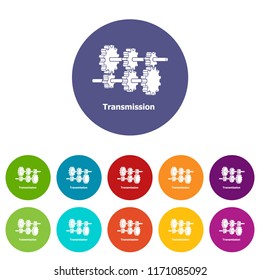 Transmission icons color set vector for any web design on white background
