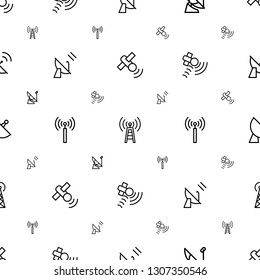 transmission icons pattern seamless white background. Included editable outline satellite, transmitter icons. transmission icons for web and mobile.