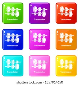 Transmission icons set 9 color collection isolated on white for any design