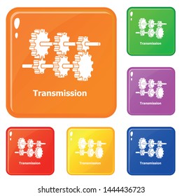 Transmission icons set collection vector 6 color isolated on white background