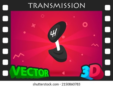 Icono de diseño isométrico de la transmisión. Ilustración web de vectores. 3.ª colorida concepción