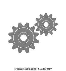 Transmission of the leading machine gears. Flat vector icon
