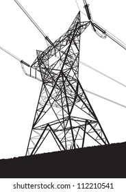 Transmission line on the white background