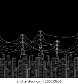transmission and night city on a black background