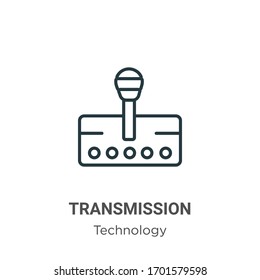 Icono vectorial del contorno de la transmisión. Icono de transmisión en negro en línea delgada, ilustración de elemento simple vector plano del concepto de tecnología editable trazo aislado en fondo blanco