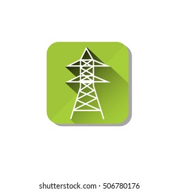 Transmission Power Tower Ecological Icon Flat Vector Illustration