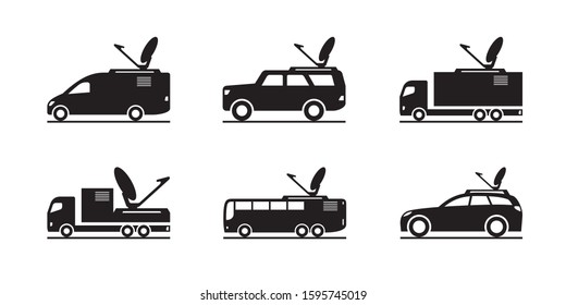 Transmission and production vehicles – vector illustration