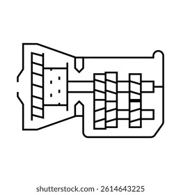 transmission service car mechanic line icon vector. transmission service car mechanic sign. isolated contour symbol black illustration