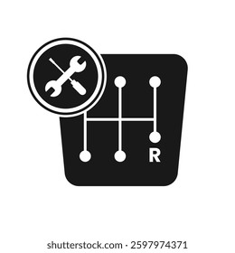 Transmission service The image contains a collection of black and white car service and maintenance icons. These icons represent various automotive-related concepts.
