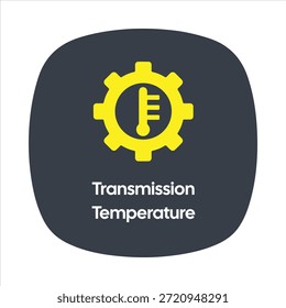 Transmission Temperature Warning Icon – Yellow Gear with Thermometer – High Quality Vectorial Stock Image