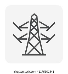 Transmission tower icon design for distribute electricity, 64x64 perfect pixel and editable stroke.