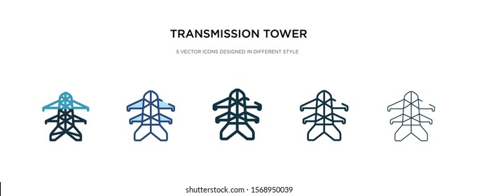 Transmission Tower Icon In Different Style Vector Illustration. Two Colored And Black Transmission Tower Vector Icons Designed In Filled, Outline, Line And Stroke Style Can Be Used For Web, Mobile,