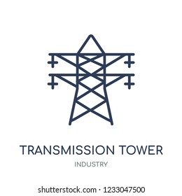 Transmission tower icon. Transmission tower linear symbol design from Industry collection. Simple outline element vector illustration on white background