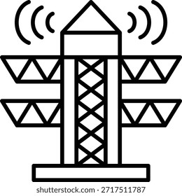 Vektorsymbol des Übertragungsturms. Kann für Druck-, Mobil- und Web-Anwendungen verwendet werden.