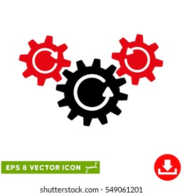 Transmission Wheels Rotation EPS vector icon. Illustration style is flat iconic bicolor intensive red and black symbol on white background.