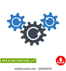 Transmission Wheels Rotation EPS vector icon. Illustration style is flat iconic bicolor smooth blue symbol on white background.