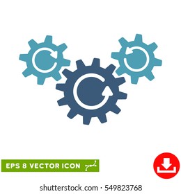 Transmission Wheels Rotation EPS vector icon. Illustration style is flat iconic bicolor cyan and blue symbol on white background.