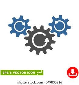 Transmission Wheels Rotation EPS vector icon. Illustration style is flat iconic bicolor cobalt and gray symbol on white background.