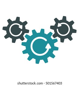 Transmission Wheels Rotation vector icon. Style is flat graphic bicolor symbol, soft blue colors, white background.