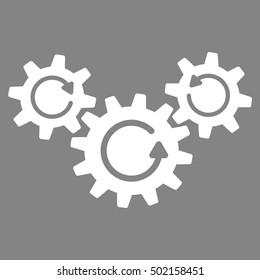 Transmission Wheels Rotation vector pictogram. Style is flat graphic symbol, white color, gray background.