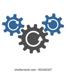 Transmission Wheels Rotation vector pictograph. Style is flat graphic bicolor symbol, cobalt and gray colors, white background.