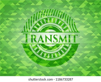 Transmit green emblem with triangle mosaic background