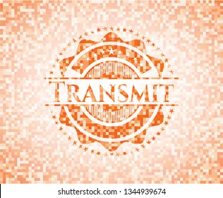 Transmit orange mosaic emblem with background