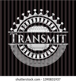 Transmit silver shiny badge. Vector Illustration. Mosaic.