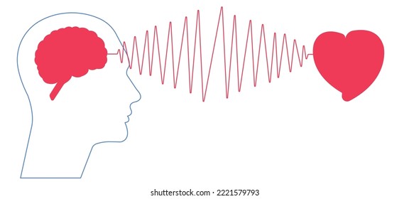 transmits the love in his head to another person. A confused silhouette and a silhouette with a heart. mental health idea concept.