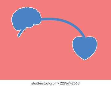 transmits the love in his head to another person. A confused silhouette and a silhouette with a heart. mental health idea concept.