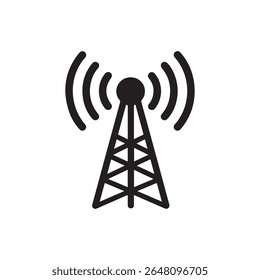 Transmitter Antenna, Cell Phone Tower Solid Flat Vector Icon Isolated on White Background