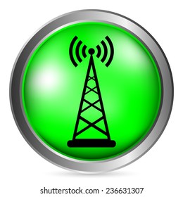 Transmitter button on white background. Vector illustration.