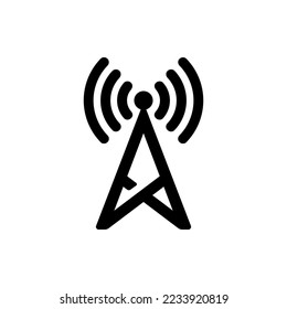 Transmitter Icon or Antenna Icon Isolated on White Background. broadcast, transmitter antenna sign design vector illustration. Radio tower icon. Linear style. Transmitter Icon. Cell phone tower vector