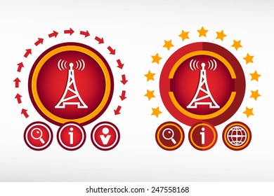 Transmitter icon on creative background. Red design concept for banner, web, advertising, print.